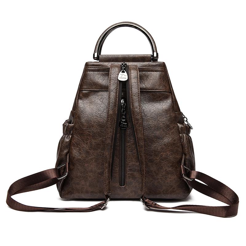 Zaino Stile Pelle Vintage con Manico Superiore e Spallacci Imbottiti