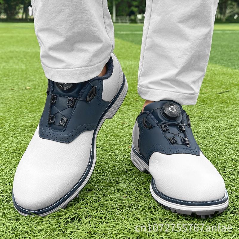 Men Professional Rotating Buckle Golf Shoes Outdoor Casual Sports Shoes Anti-Slip Golf Training Sneakers Adult Walking Footwears