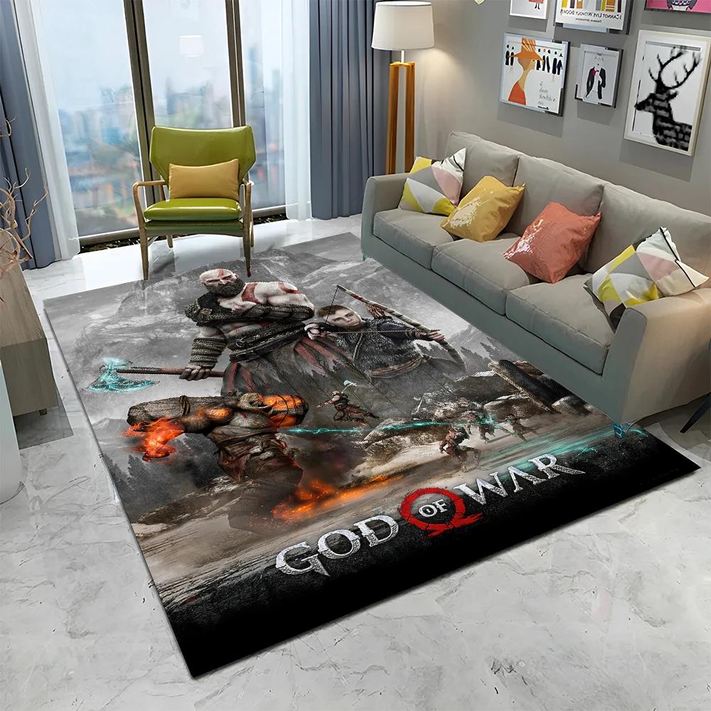3D God of War Games Gamer Kratos HD Carpet Rug for Home Living Room Bedroom Sofa Doormat Decor,kids Area Rug Non-slip Floor Mat