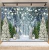 Winter Forest Scene Backdrop for Photography Snow Snowflake Xmas Tree Natural Landscape Christmas Baby Portrait Photo Background