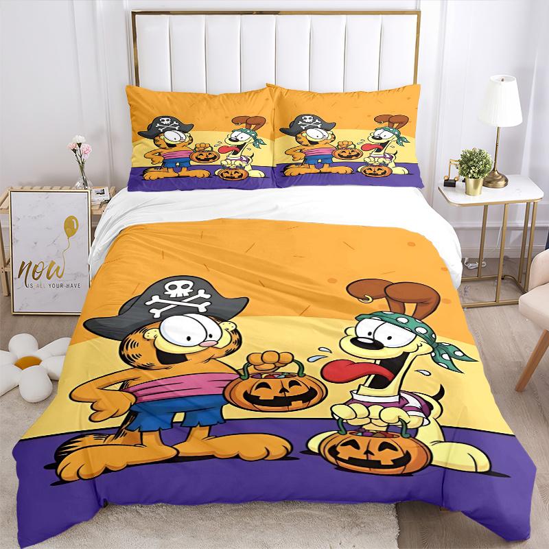 Set Biancheria da Letto Halloween Garfield e Odie 3 Pezzi, Include, Senza Imbottitura, Morbido e Confortevole per Camera da Letto di Casa.H044