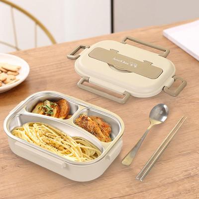 Bento Box Lunch Container with Divided Compartments, 1L Large Capacity, Portable Cutlery for