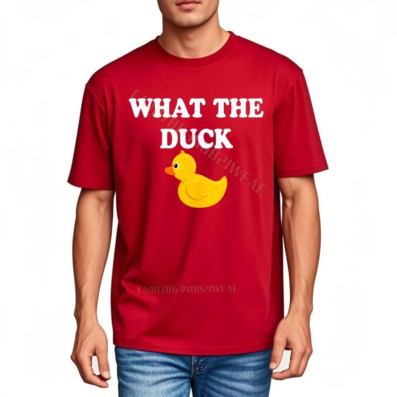 T-shirt Uomo Manica Corta Streetwear T-shirt What The Duck Anatra Gialla Estate Minimalista T-shirt Hiphop Manica Corta Casua