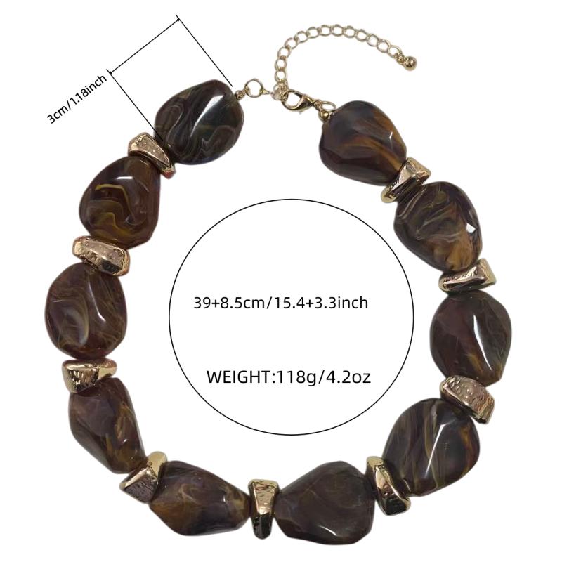 Irregular acrylic textured bead collarbone chain suitable for women's daily and party wear