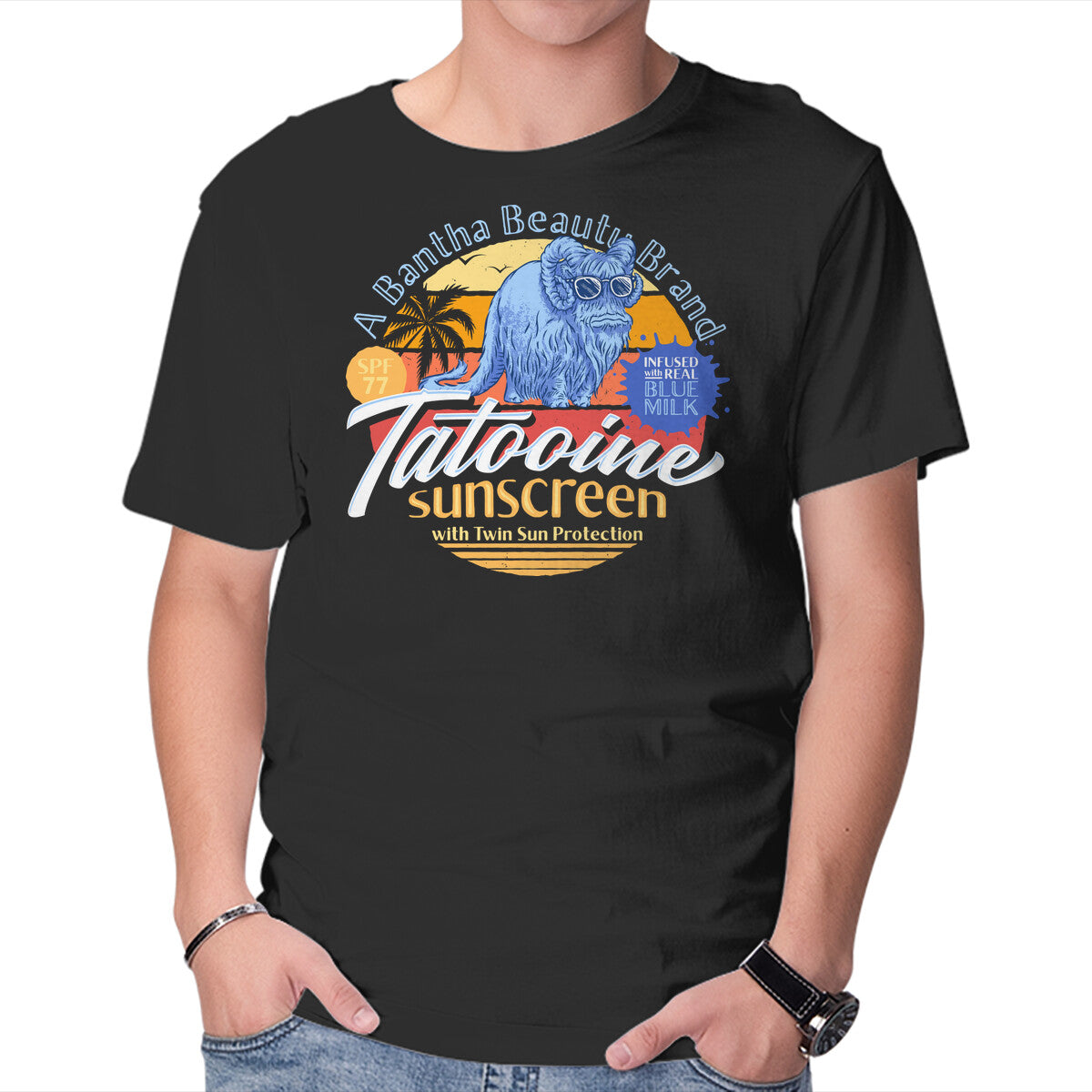 Unisex Crew Neck T-Shirt Tatooine Sunscreen Graphic Short Sleeve Casual Tee XXXL