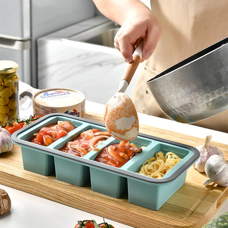 Large Ice Cube Freezer Molds-Soup,Silicone Freezer Tray with Lid Sauce,leftovers,Homemade Meal Prep Freezing Storage Containers