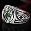 Stainless Steel Hip Hop Ring For Men Retro Personality Green Zircon Finger Ring Male Party