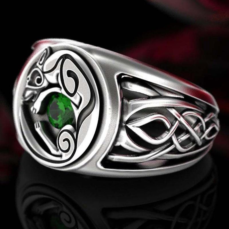 

Stainless Steel Hip Hop Ring For Men Retro Personality Green Zircon Finger Ring Male Party 10