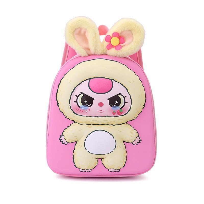 2025 Spring New Cute Cartoon Children Schoolbags Adorable Big Ears Plush Doll Kid's Backpack Ultra Light Kindergarten 3-6 Years Old Baby Girl Book Bag