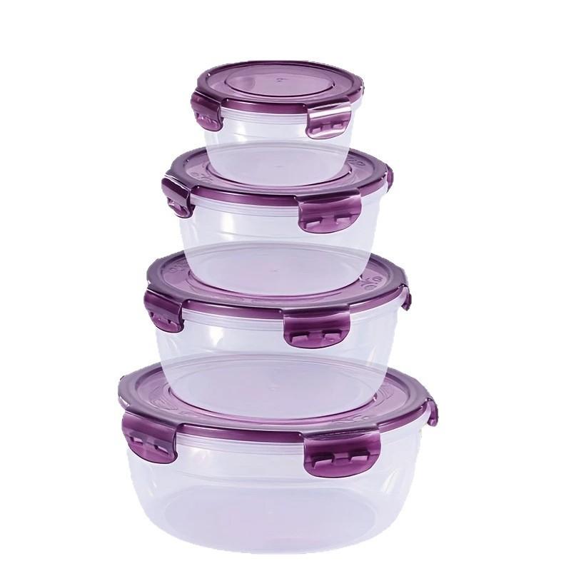

4pcs Purple and Green Transparent Food Storage Container for Kitchen Organization, Vegetable & Fruit Fresh-Keeping Boxes