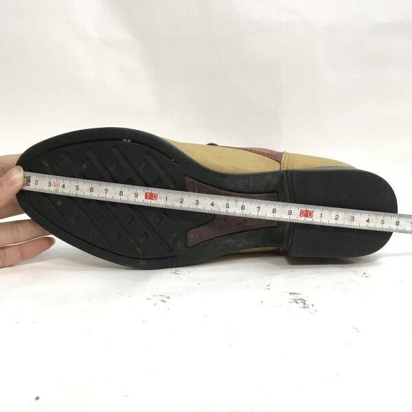 Ariat leather quilt tongue western boots 23.0-24.0 red×beige lace-up(USED)