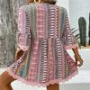 Vintage Printkleid Damen Mode Boho Sexy V-Ausschnitt Langarm Locker Kleider Für Frauen Sommer Urlaub Vestidos Damen Kleidung Neu