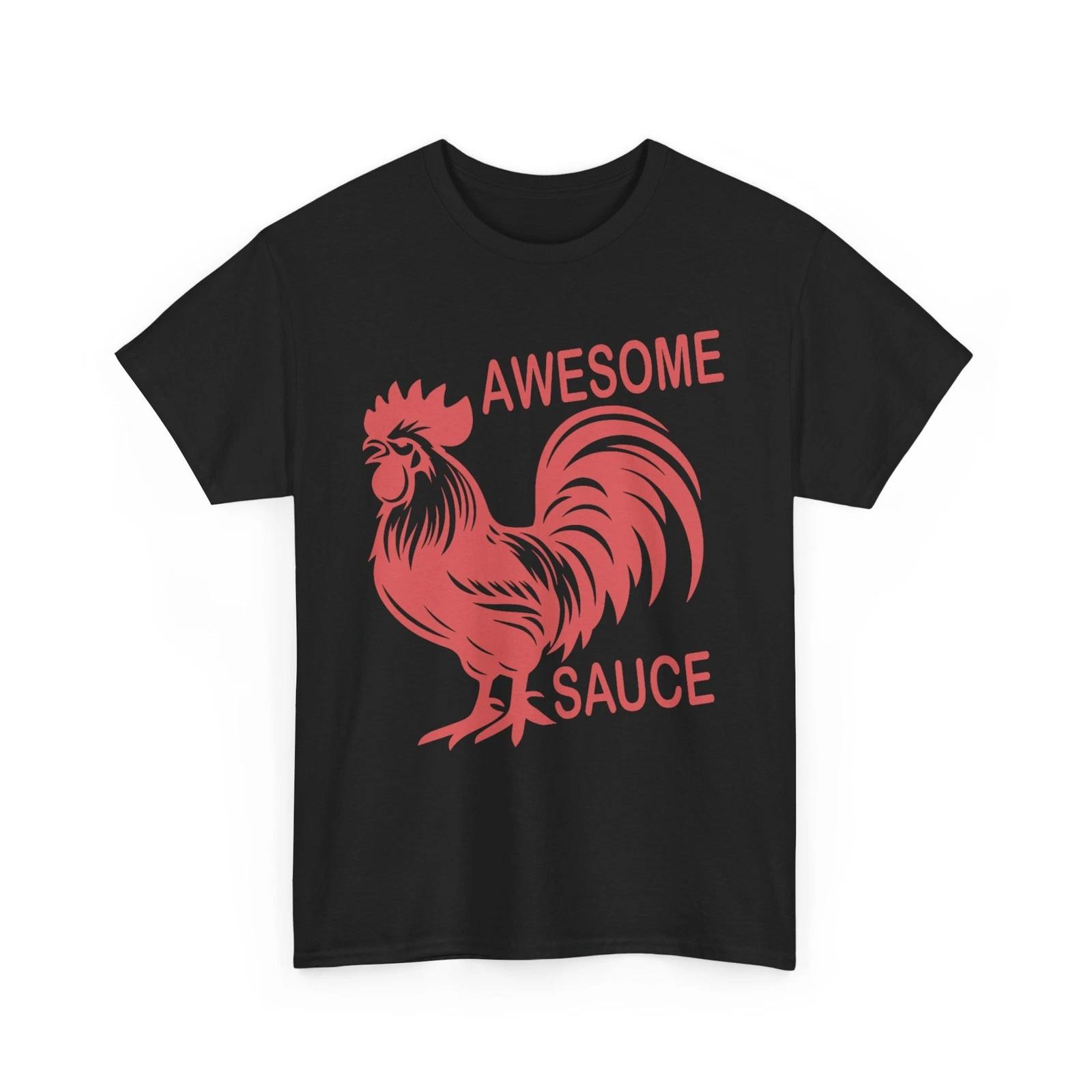 Rooster T-shirt, Awesome Sauce with Picture of Rooster Shirt L