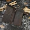 Men's Crazy Horse Leather Wallet Genuine Long Iron Chain Anti Theft Handbag RFID Demagnetization Zero