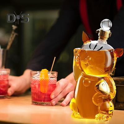 Whisky-Katzen-Flaschenkaraffe, 1000 ml, einzigartige Glaskaraffe für Whisky, lustige Bar-Dekoration, schickes Barzubehör, Geschenk für Whisky-Liebhaber