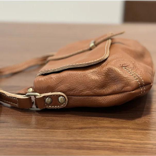 Johnature Retro Genuine Leather Messenger Bag Versatile Lightweight Women Small Bag Commuter Shoulder Crossbody Bags