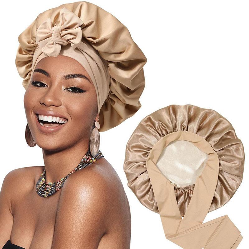 Double Layer Hair Cap For Sleeping Bonnets For Women Round Haircare Women Headwear Night Hat Reversible Head Cover