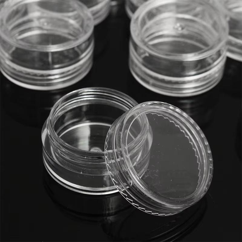 50pcs 5g Sample Clear Cream Jar Mini Cosmetic Bottles Containers Transparent Pot For Nail Arts Small Clear Can Tin For Balm