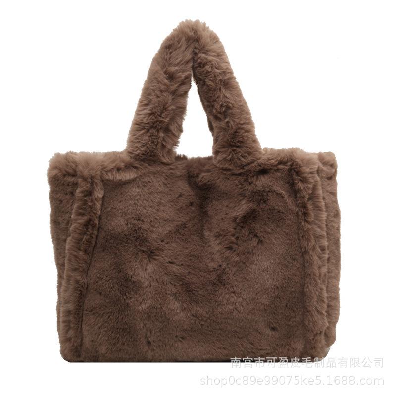 Plush bag autumn and winter new plush bag portable shoulder tote bag large capacity casual versatile underarm bag