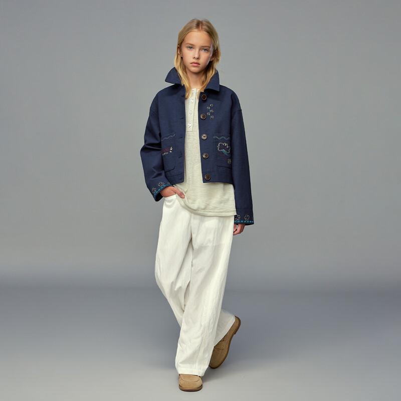 ELLE KIDS Mädchen Spaß Bestickte Retro Kurze Jacke