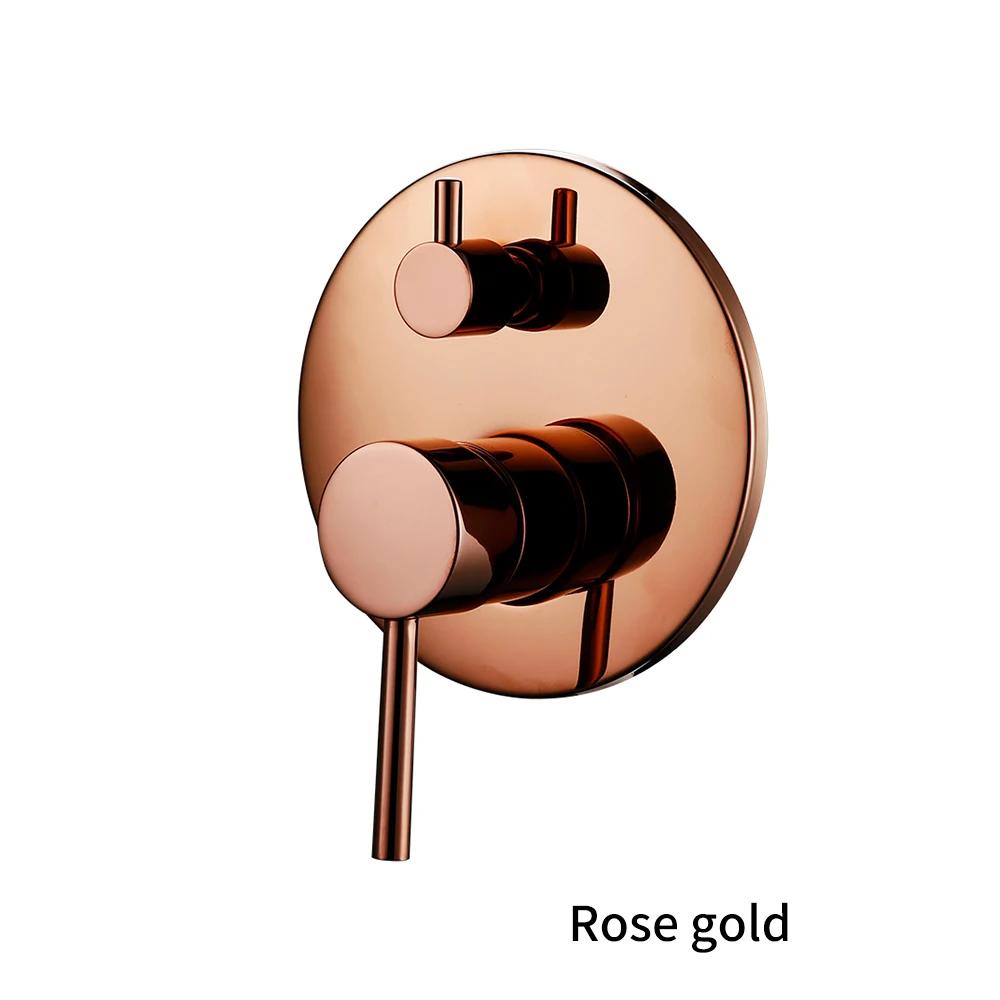 Black Gold chrome Round Solid Brass Concealed 2 Way Diverter Shower Valve Mixer Water Tap Bathroom Accessories Water Faucets