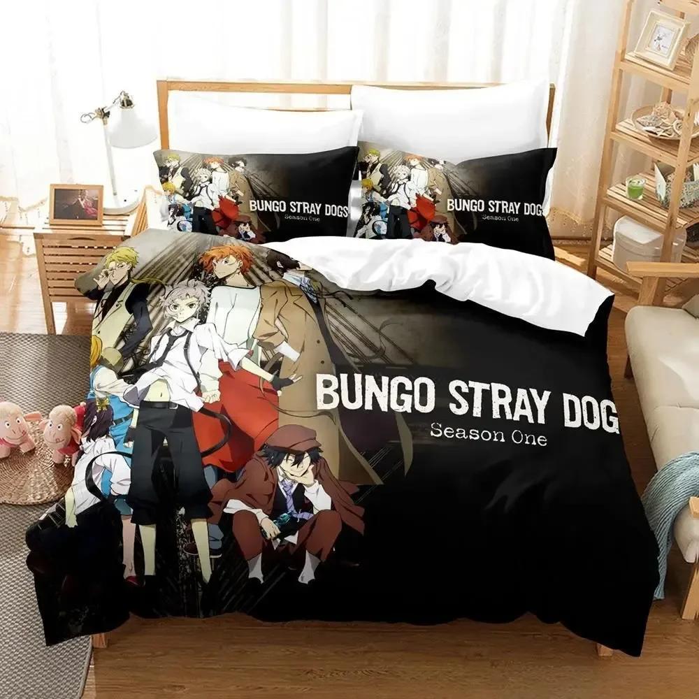 Bungou Stray Dogs S4 Beding Set Single Twin Ful Quen King-Sized Dimensionsd Dimensions Bed Linen Set Adult People Kid Bedrom Duvetcover Sets Anime Bed