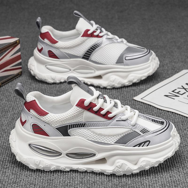 High-end men's shoes 2025 summer new platform heightening daddy shoes men's fashion mesh breathable sneakers