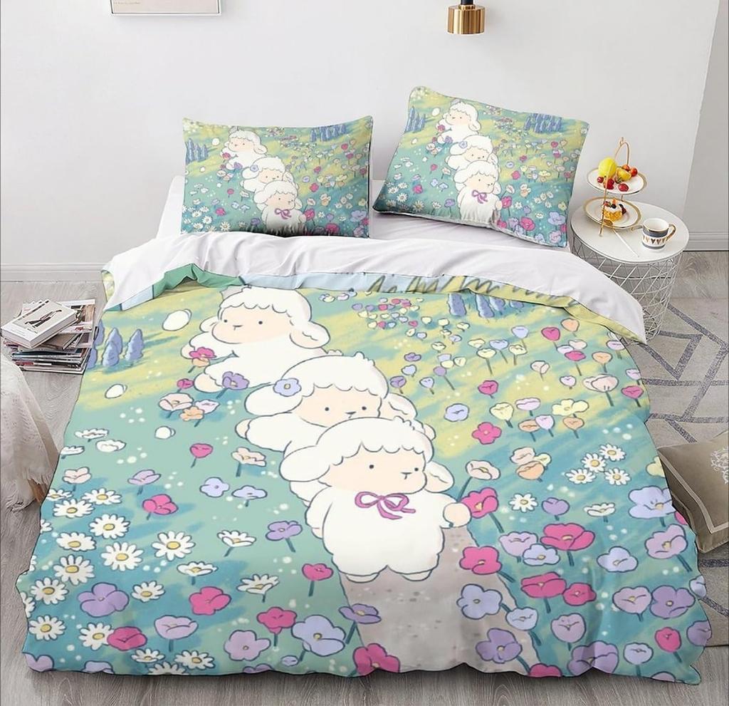 Conjuntos de Cama de Microfibra, Motivo Animal de Desenho Animado 3D, Roupa de Cama Infantil com Zíper Decoração de Quarto Capa de Edredom para Adolescentes Adulto
