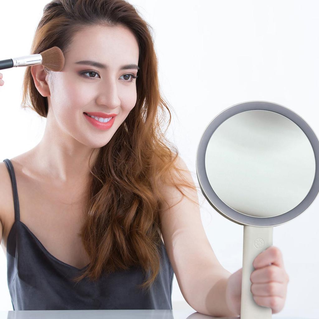 Portable Handheld Makeup Mirror With Double-sided Light Charging, Travel Desktop Folding Led Makeup Mirror