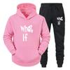 What If Printed Jogging Tracksuit Outdoor Women Hooded Two Piece Sets Casual Sport Long Sleeve Pullover Drawstring Pants Suit