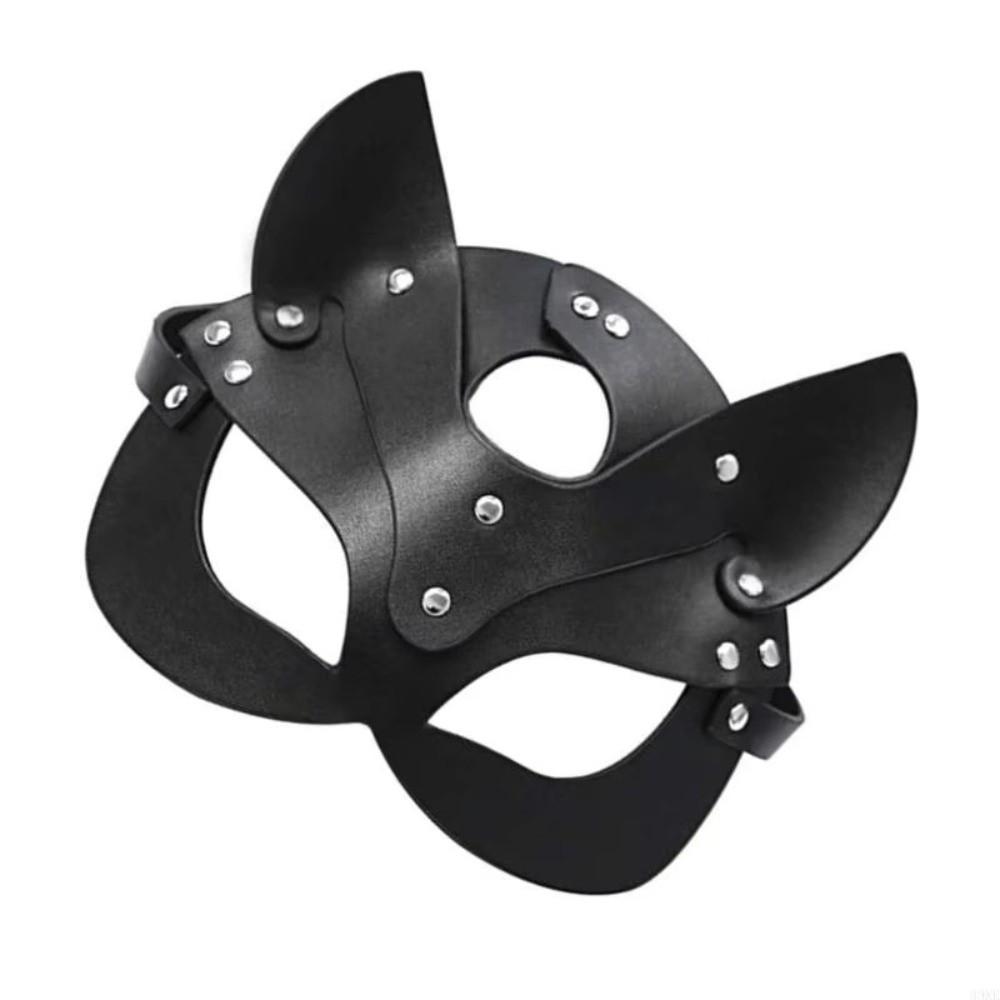 Zinc Zinc Alloy Halloween Mask Solid Color Half Face Mask Cool PU Leather Mask Women