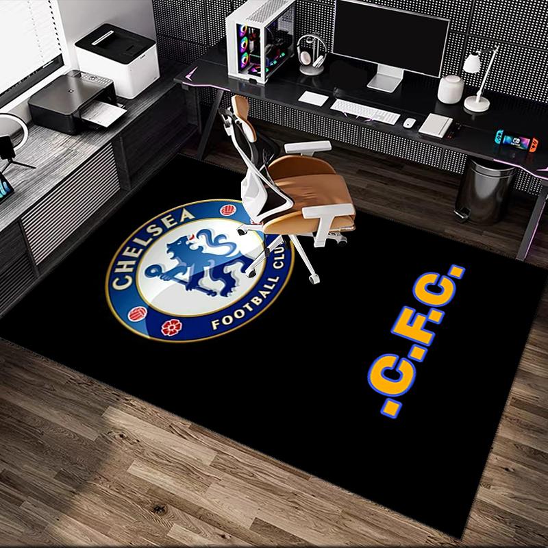 [Chelsea FC Teppich mit Aufdruck] Rutschfester Büroteppich, Gemütlicher Teppich für Wohnzimmer, Weiche Matte für Sofa/Stuhl im Zuhause