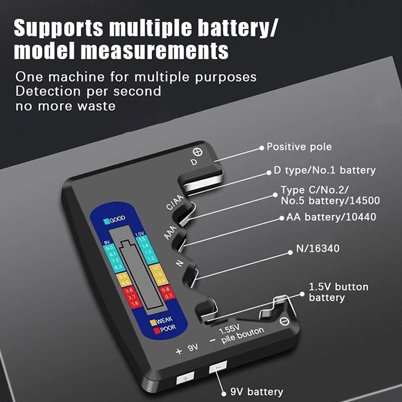1pcs Black Portable Battery Capacity Indicator Compact Size Lithium Battery Level Tester Digital Display Battery Voltage Meter