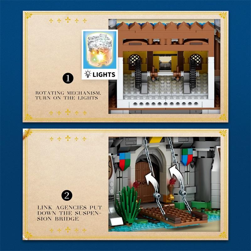 Non-Toxic Medieval Castle Building Blocks Model European Style City View Moc Bricks Toys Creative Desktop Decoration Diy Toys For Kids