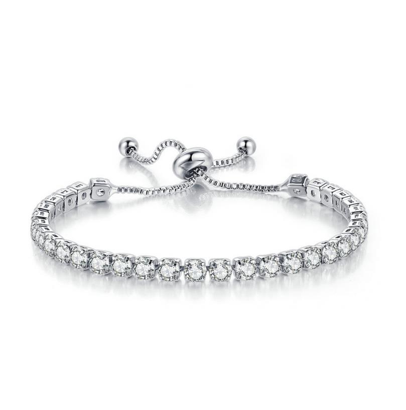 Adjustable Colorful Birthstone Tennis Bracelets for Women 4MM Crystal Bangle Girls Hand Chain Trend Jewelry Accessories H133