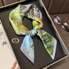 Blue Cherry Blossom Chessboard Mulberry Silk Scarf Female Simulation Silk Scarf Decorative Scarf Mom Shawl 70Cm Square Scarf