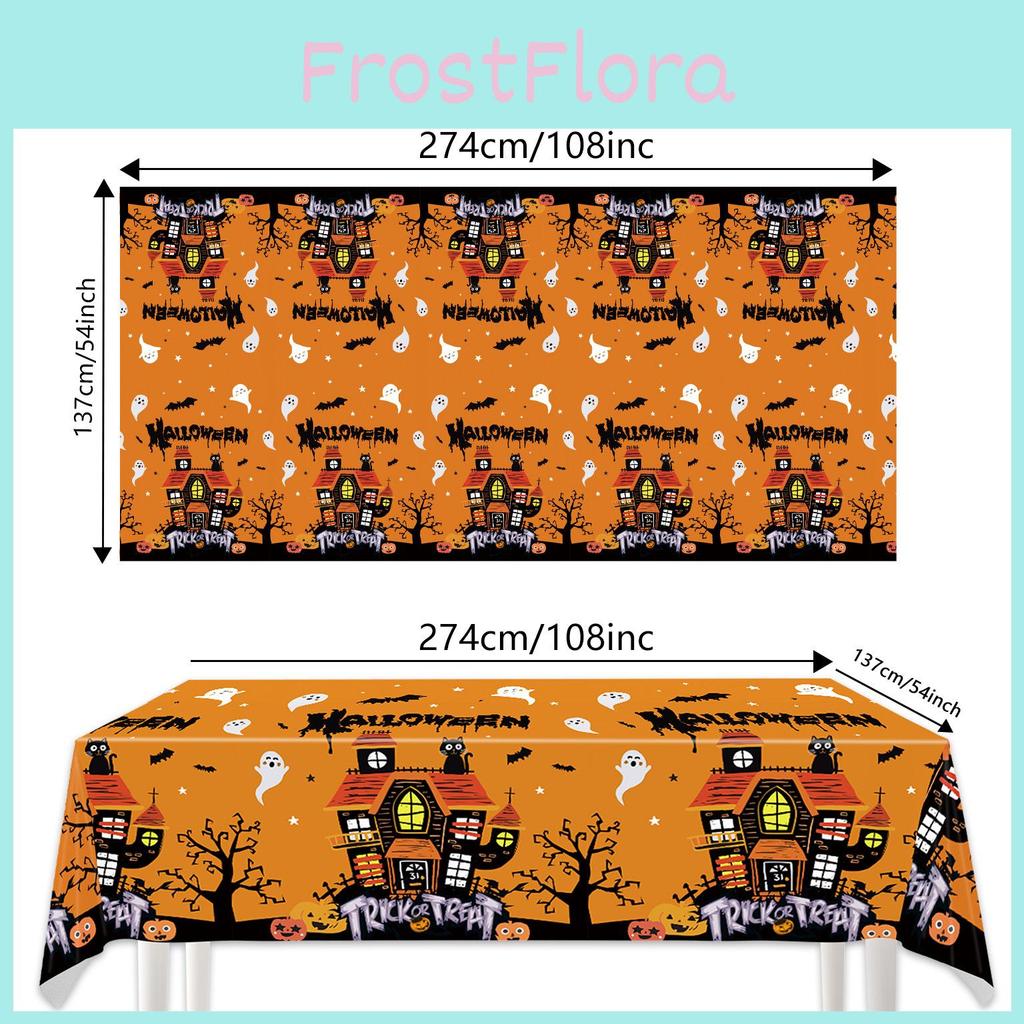 Halloween Disposable Tablecloth With Ghost And Castle Print For Party Decor