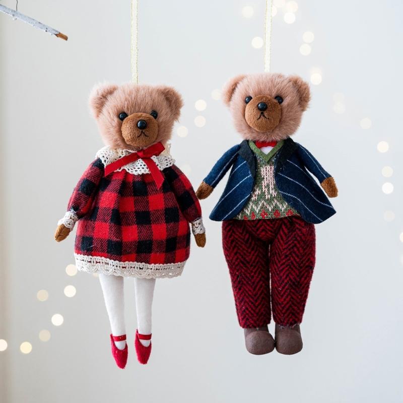 Bear Couple Ornament with Soft Plush Materials Gift for Bag Decoration Fashionable Animal Pendant Accessory