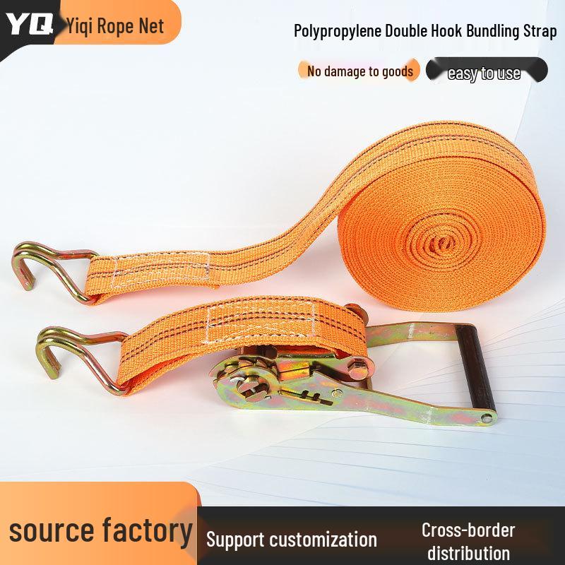 Polypropylene 2-inch Double Hook Ratchet Strap Tensioner for Cargo Security Hook Only