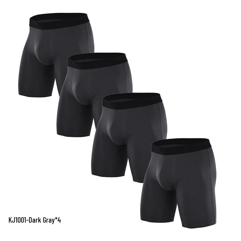 Men’s Sweat-Wicking Breathable Pure Cotton Boxer Briefs - Slim Fit Square Leg, Extended Length Underwear