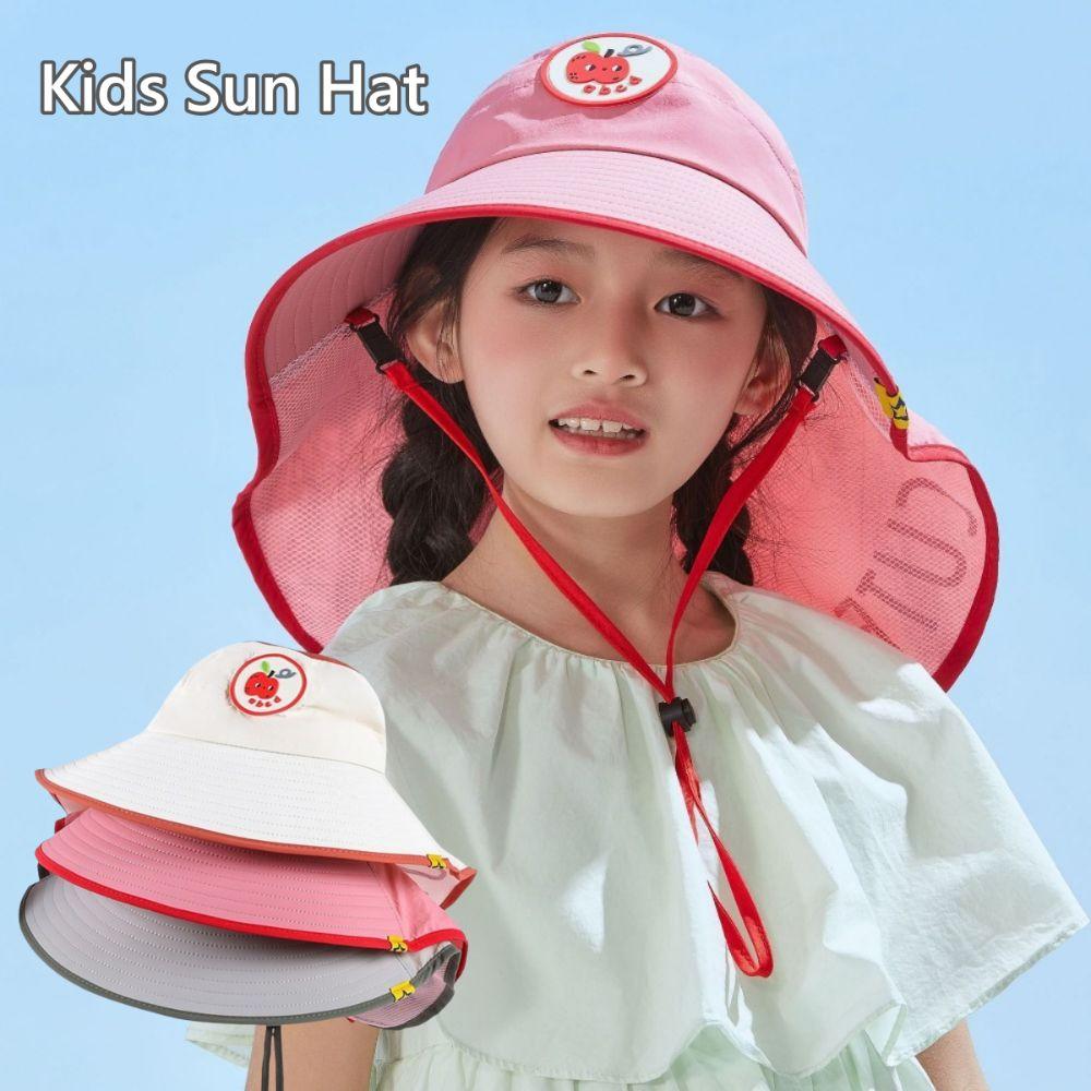 

Adjustable Sun Protection Hat UV Protection Bucket Hat Large Brim Shawl Cap Summer Accessories рожевий