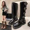 Fashion Platform Combat Boots Zip Chuny Heel Buckle Vintage Fashion Casual Luxury Designer Western Mid Calf Boots Shoes Woman