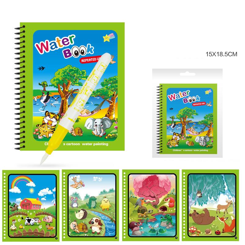 Kids Early Education Water Painting Book Baby Doodle Book Scene Copy Colouring Book Can Be Repeatedly Used Children Drawing Toys