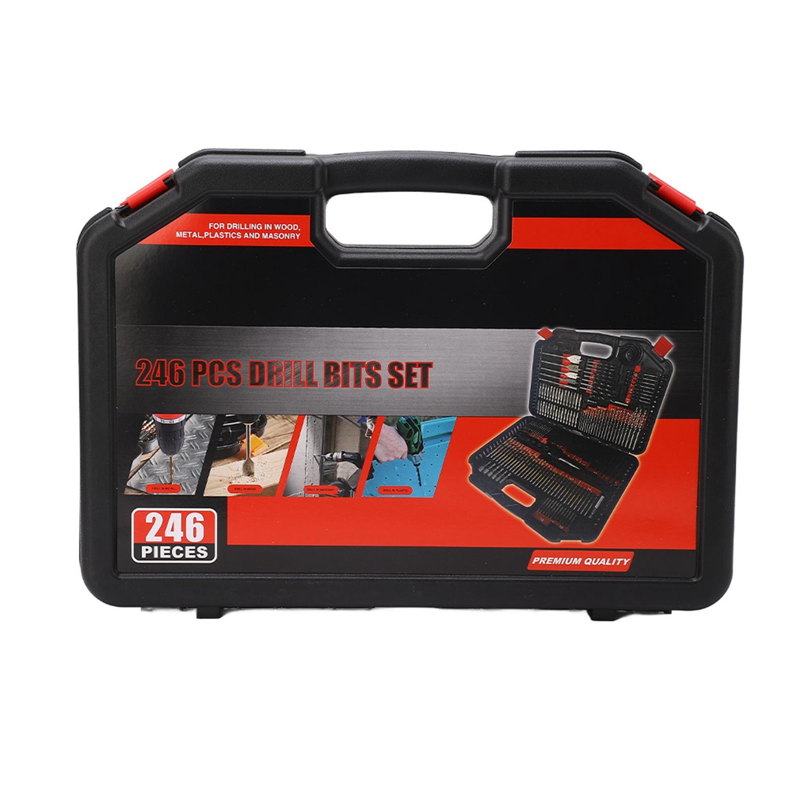 

246 шт. Многофункциональный комбинированный набор сверл и бит для шурупов в черном пластиковом кейсе