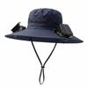 UPF50 Solar Fan Hat Anti-UV Fan Wide Brim Hat Dual Power Fan Fisherman Hat  Fishing
