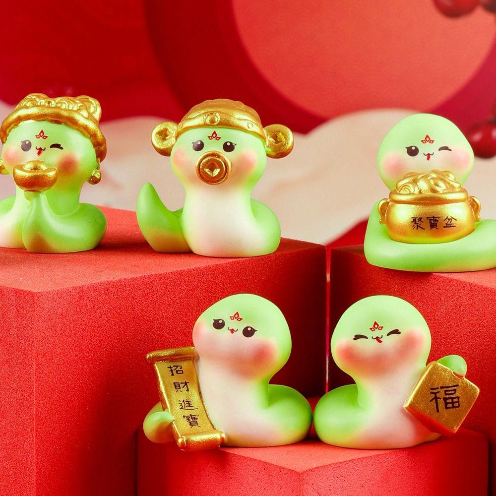 6pcs Zodiac Snake New Year Snake Figurine Traditional Small Snake Ornament  Home Office Accessories