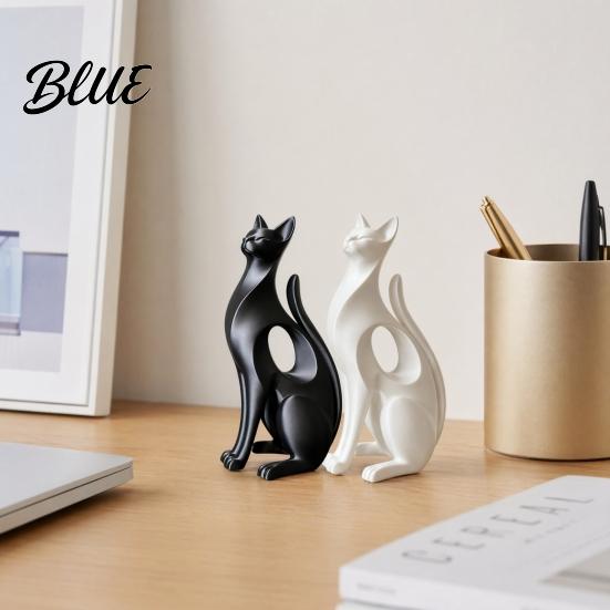 Hollow Cat Statue 3D Printed Figurine Modern Geometric Sculpture