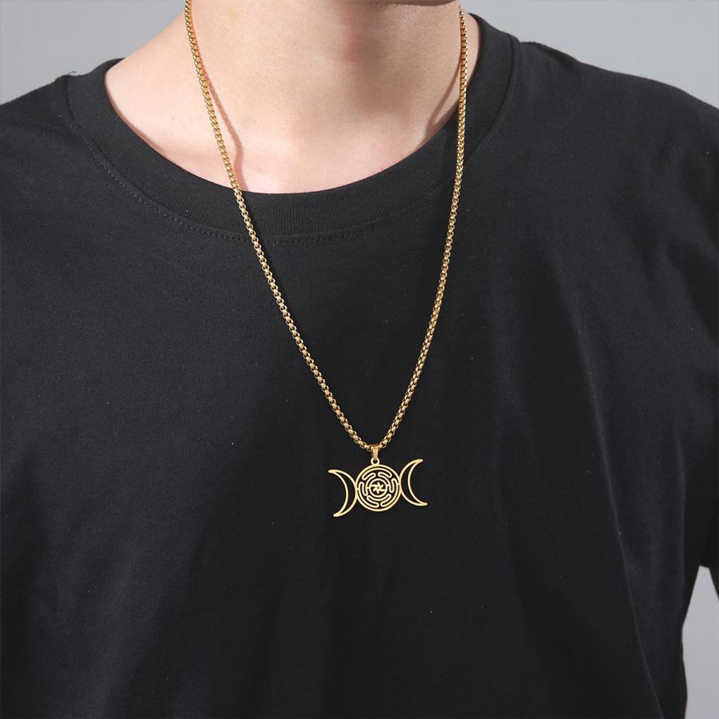 Triple Moon Hecate Necklace For Witches Symbol Witches Knot Necklace Wheel Symbol Necklace