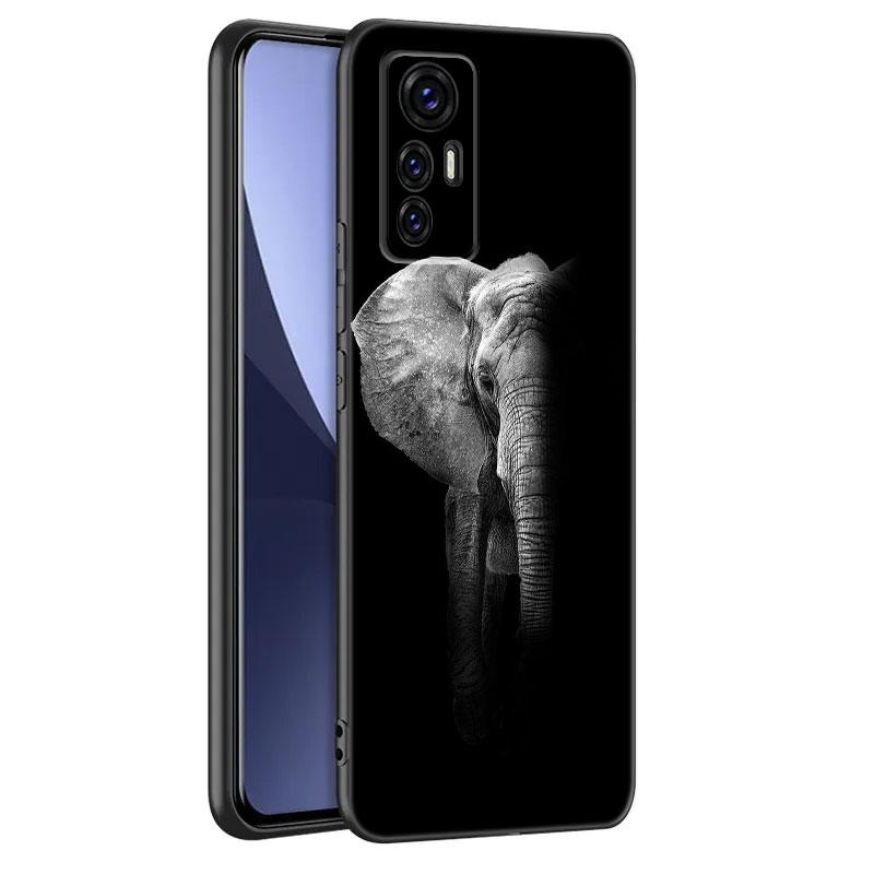Animal Elephant Black Silicone Phone Case For Xiaomi Mi 9 SE 8 10T 11 12 13 Lite 9T 11T 12S 12T 13T 14 Pro 5G NE 11i 12X