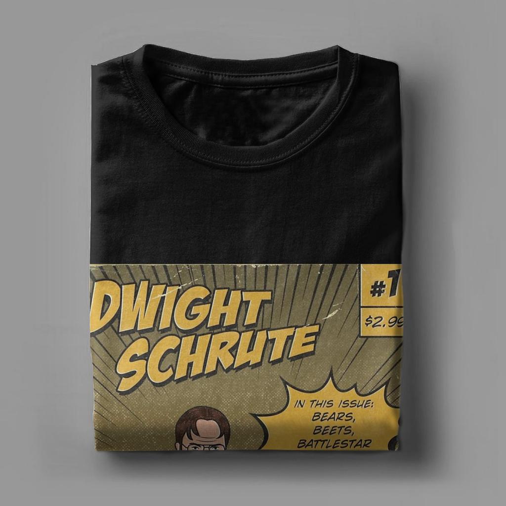 Erkek Tişört Dwight Schrute Çizgi Romanlar Vintage Pamuklu Tişört Kısa Kollu The Office TV Dizisi Tişörtleri O Yaka Giyim Grafik